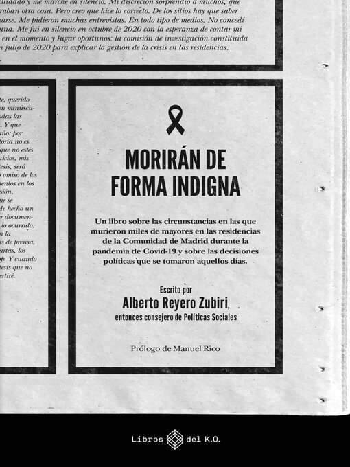 Title details for Morirán de forma indigna by Alberto Reyero Zubiri - Available